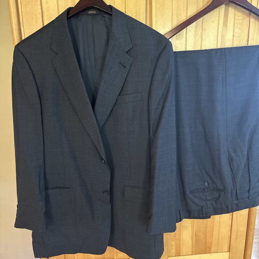 Hart Schaffner Marx Gold Trumpeter Suit Mens 46L Solid Blue Wool Nordstrom 2PC